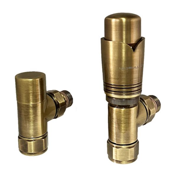 Zehnder Set 37 Brass Angled Thermostatic Radiator Valves