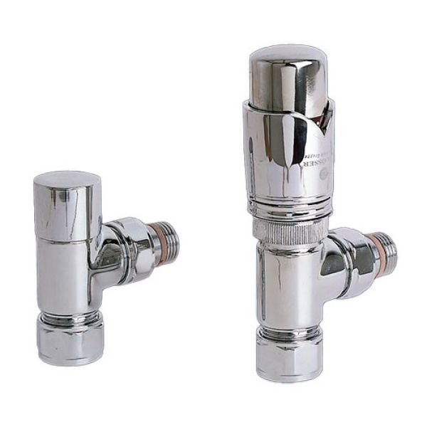 Zehnder Set 37 Chrome Angled Thermostatic Radiator Valves