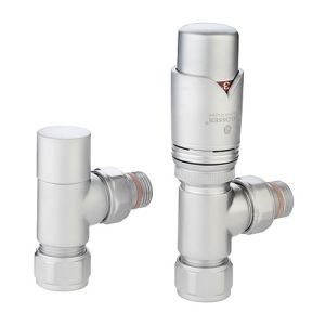 Zehnder Set 37 Satin Chrome Angled Thermostatic Radiator Valves