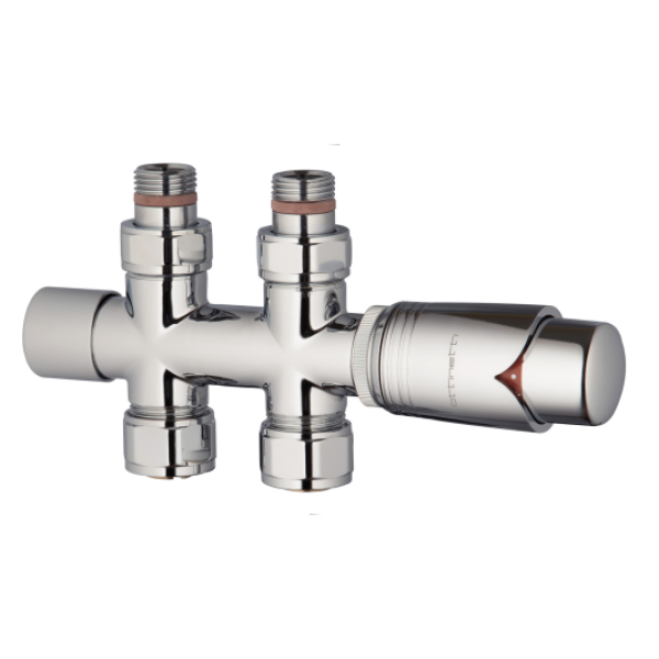 Zehnder Set 40 Chrome Straight 50mm Thermostatic Radiator Valve