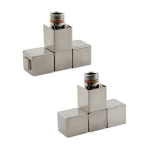 Zehnder Set 5 Brushed Steel Angled Manual Radiator Valves