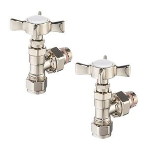 Zehnder Set 8 Bright Nickel Angled Manual Radiator Valves