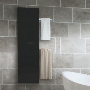 Zehnder Deseo Verso Black Glass Electric Radiator 1750 x 475mm