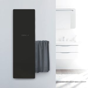 Zehnder Deseo Verso Black Glass Electric Radiator 1500 x 475mm