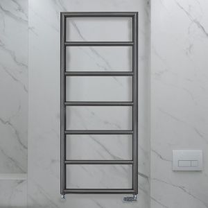 Zehnder Pera Brushed Black Chrome Designer Towel Rail 1200 x 500mm