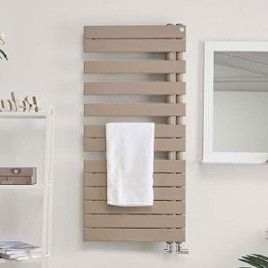 Zehnder Roda Spa Asym Left Hand Quartz Beige Designer Towel Rail 1676 x 550mm