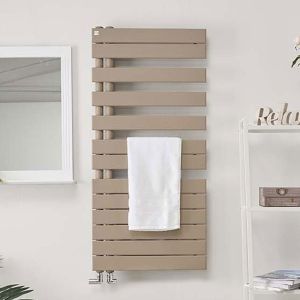 Zehnder Roda Spa Asym Right Hand Quartz Beige Designer Towel Rail 1676 x 550mm